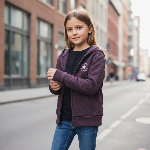 Converse Other - Converse Girls' Quilted Zip Hoodie in Grey​​